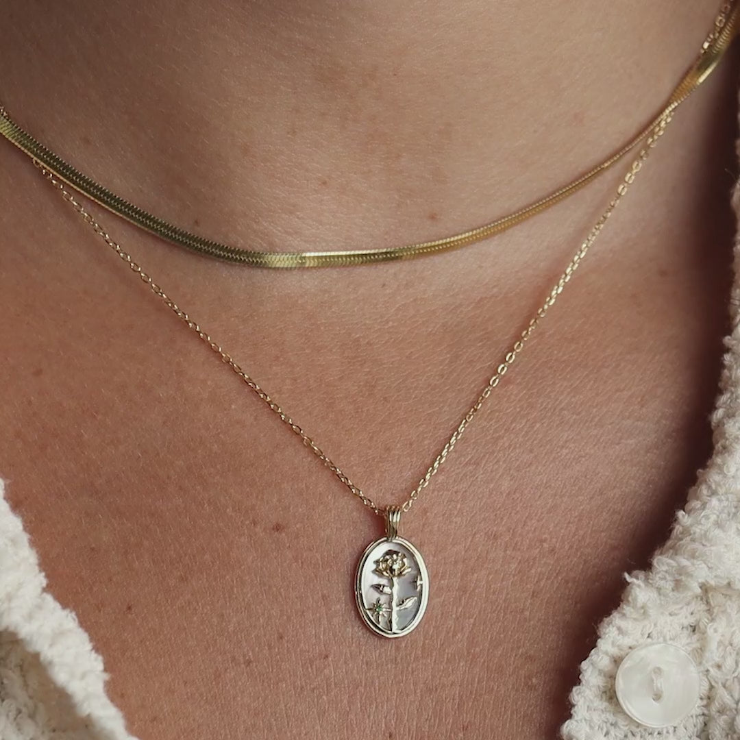 Pearl Flower Birthstone Necklace