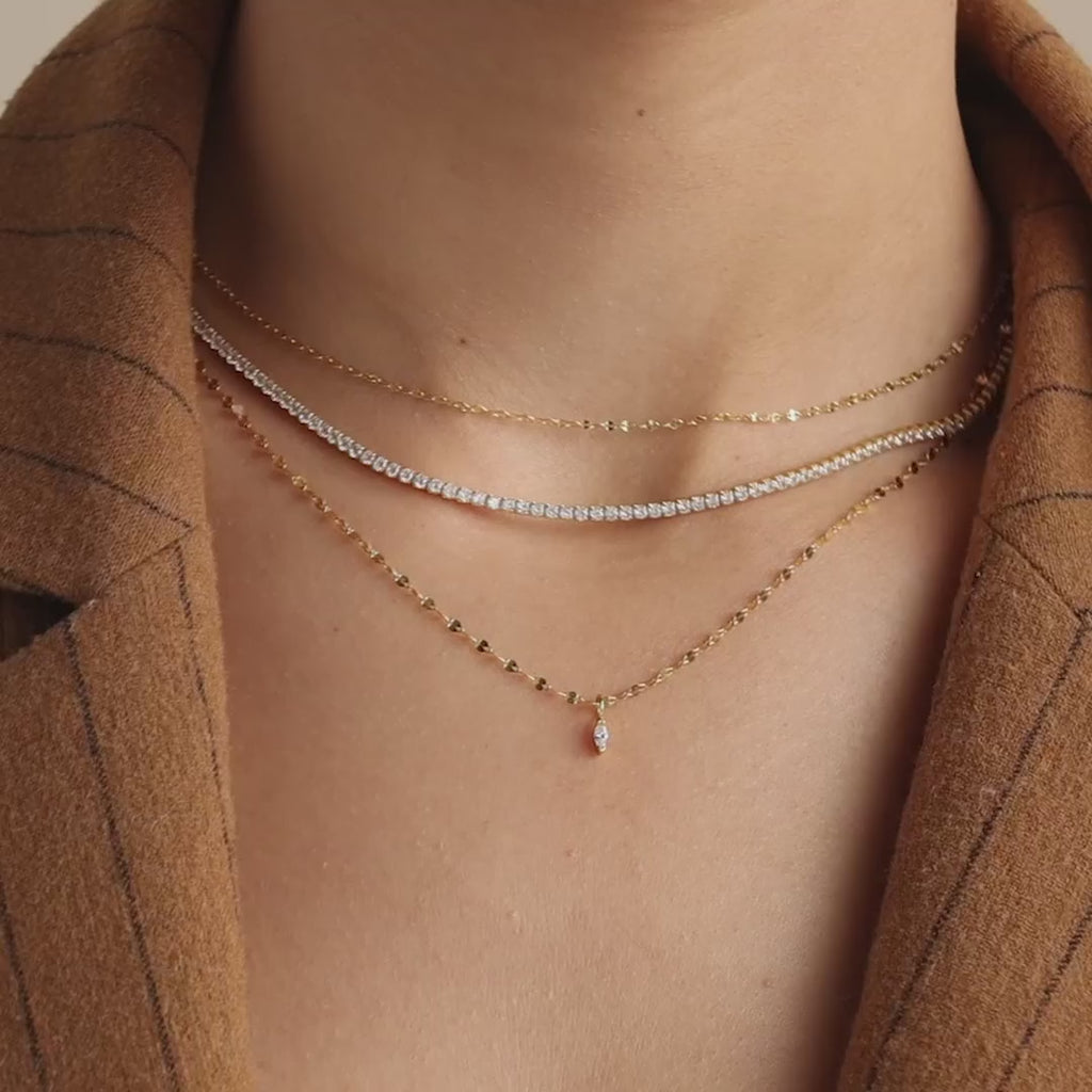 Dainty Marquise Pendant Necklace in Silver