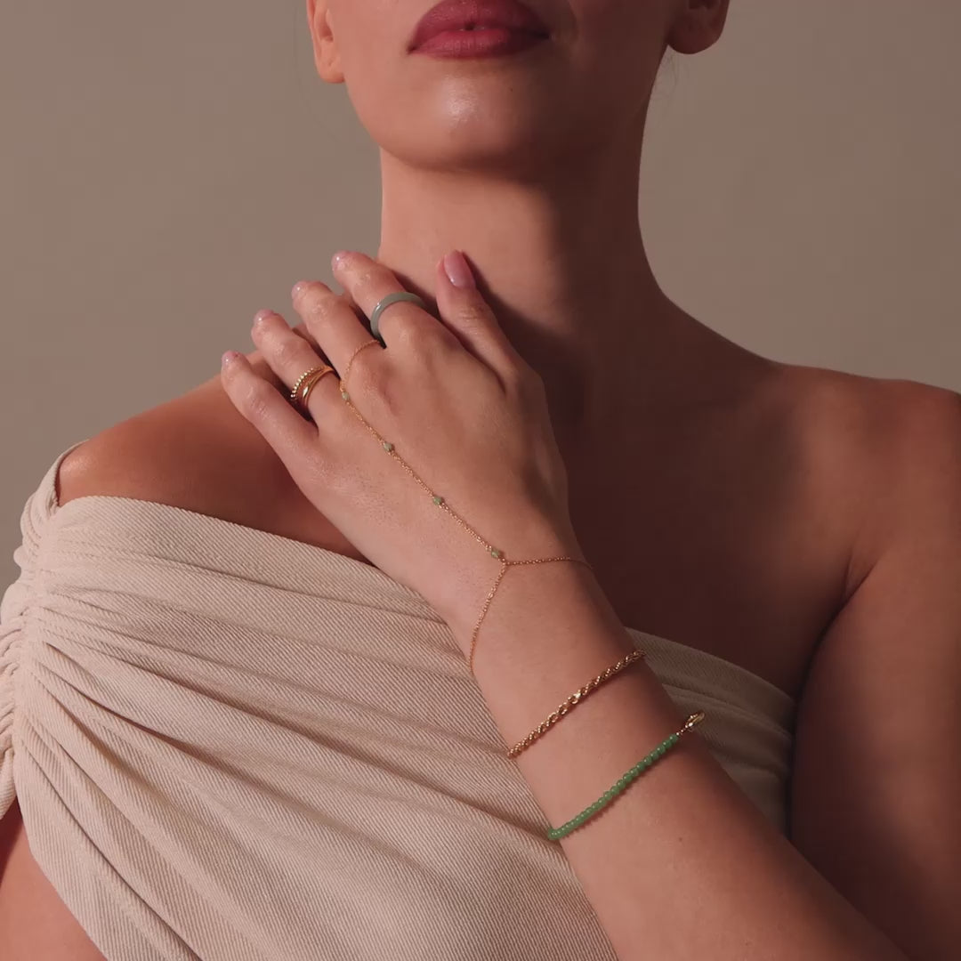 Jade Hand Chain Bracelet in Silver