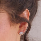 Clous d'oreilles lune et étoile aigue-marine 