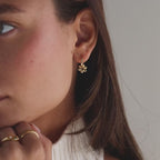 Dangling Blossom Huggies in 18K Gold