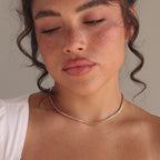 Collier tennis à lunette rose 