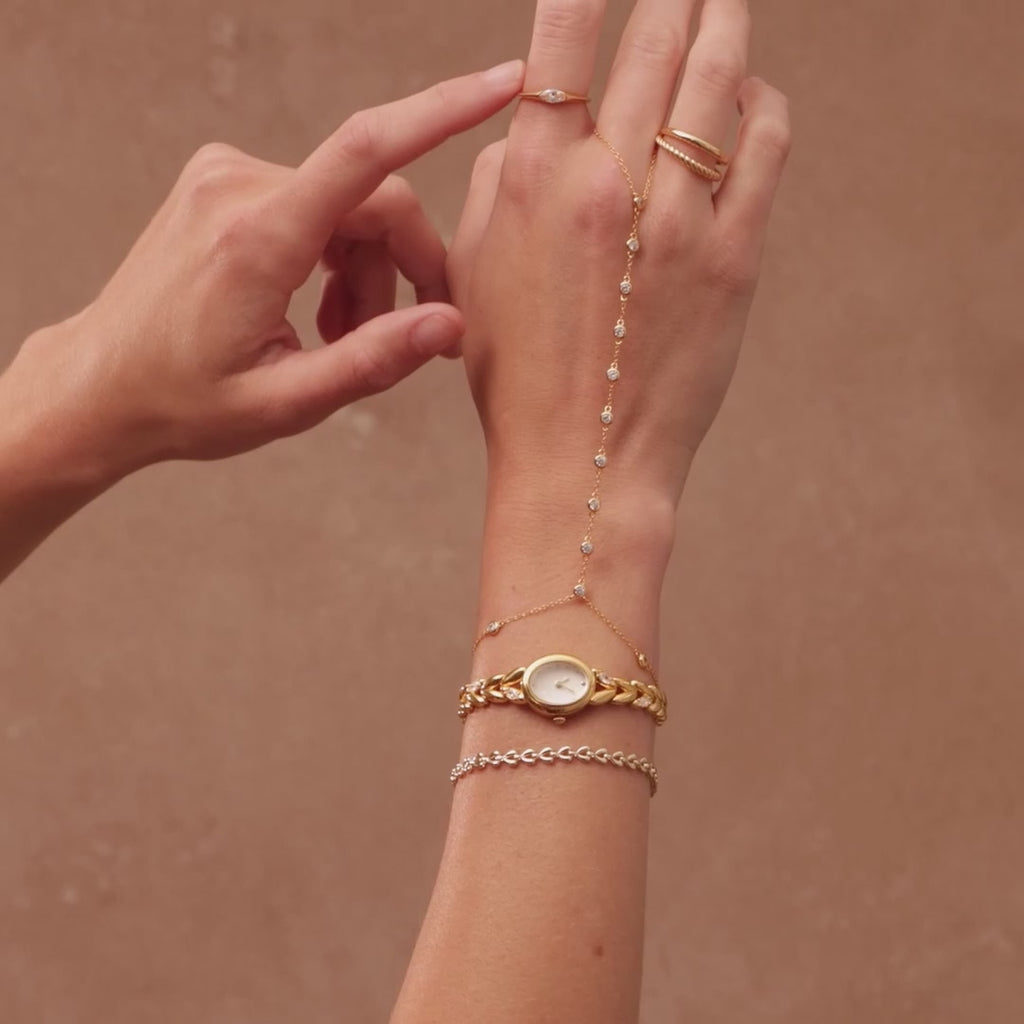 Beaded Diamond Hand Chain Bracelet
