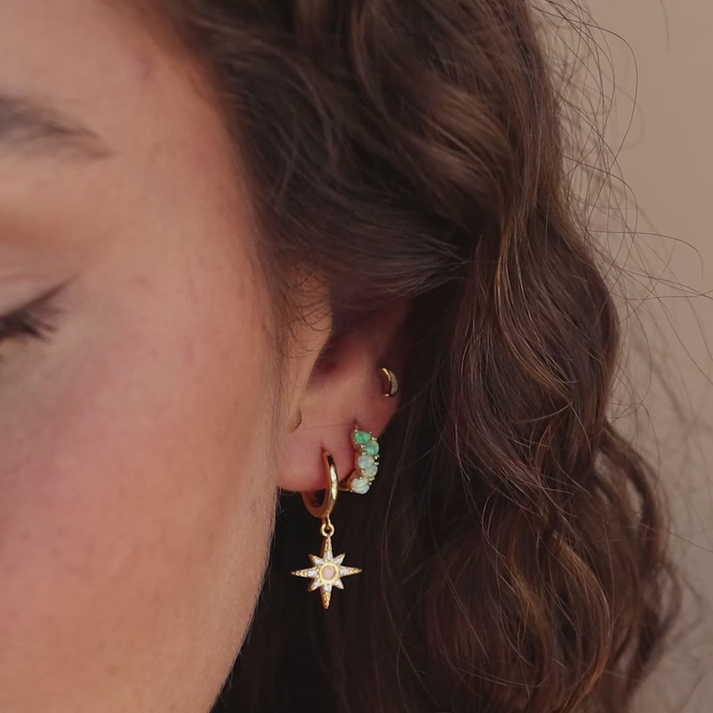 Boucles d'oreilles créoles ombrées en opale