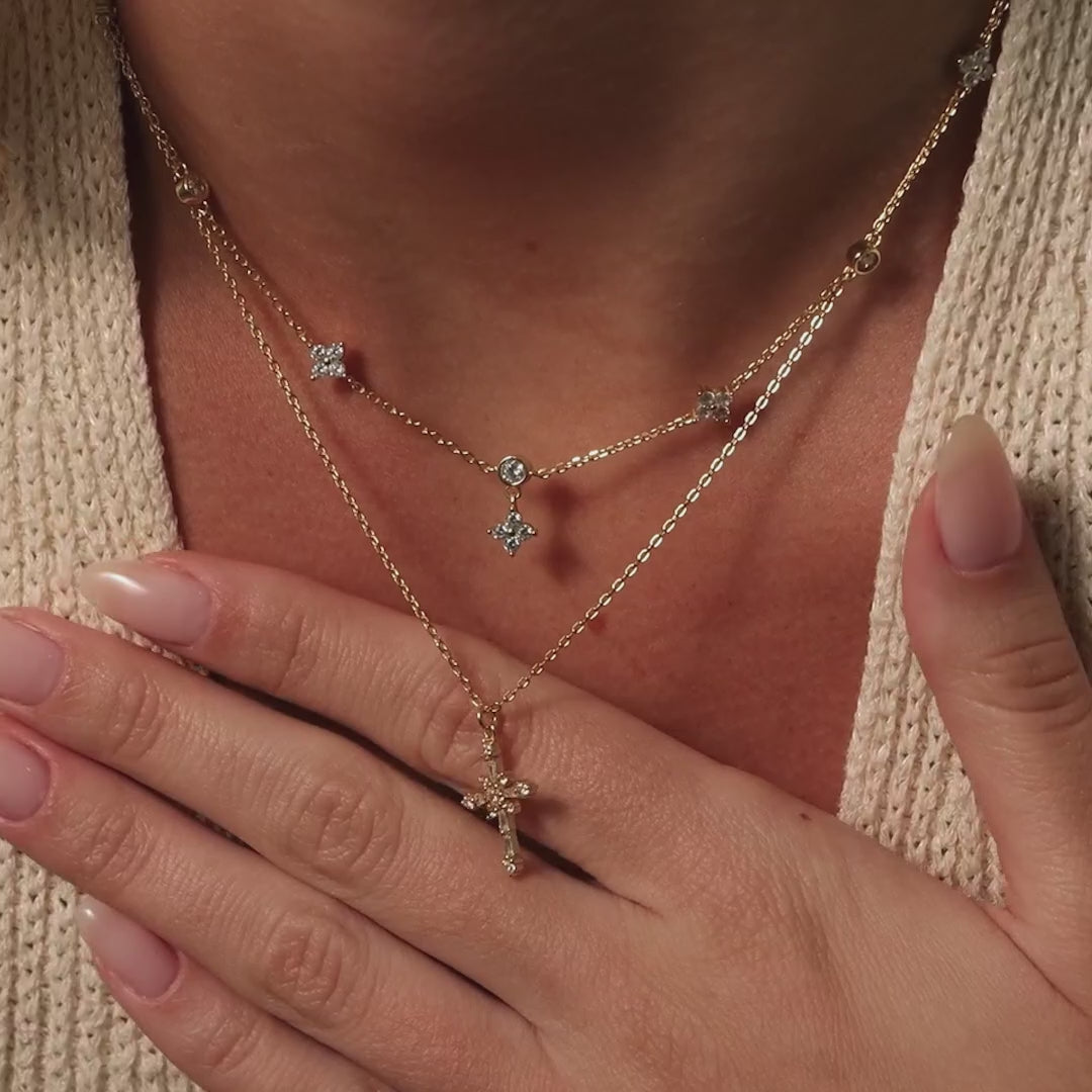 Vintage Diamond Cross Necklace