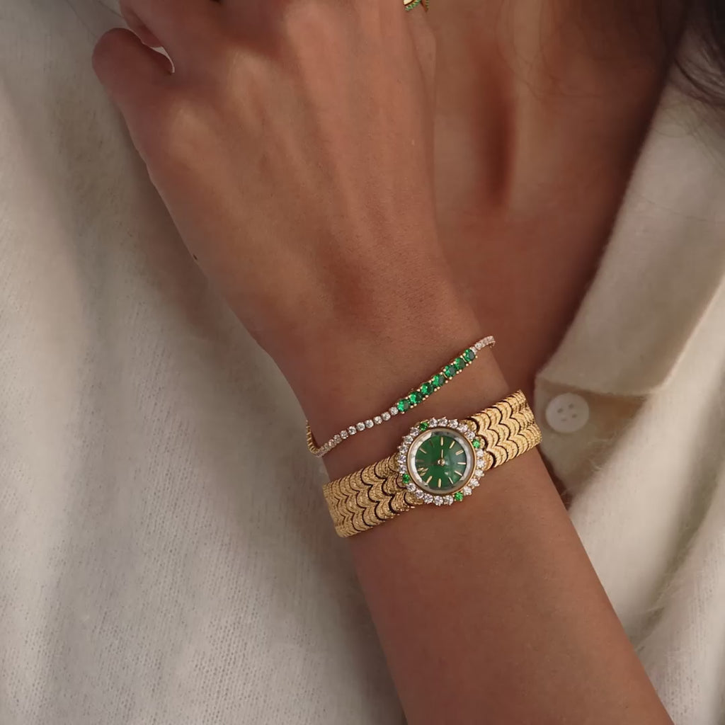 Emerald Scalloped Timepiece