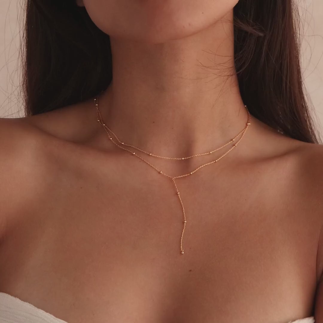 Duo Satellite Lariat Necklace in Sterling Silver