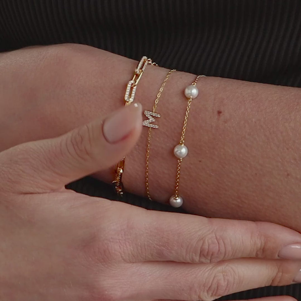 Pave Paperclip Chain Bracelet