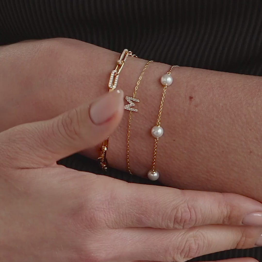 Pave Paperclip Chain Bracelet