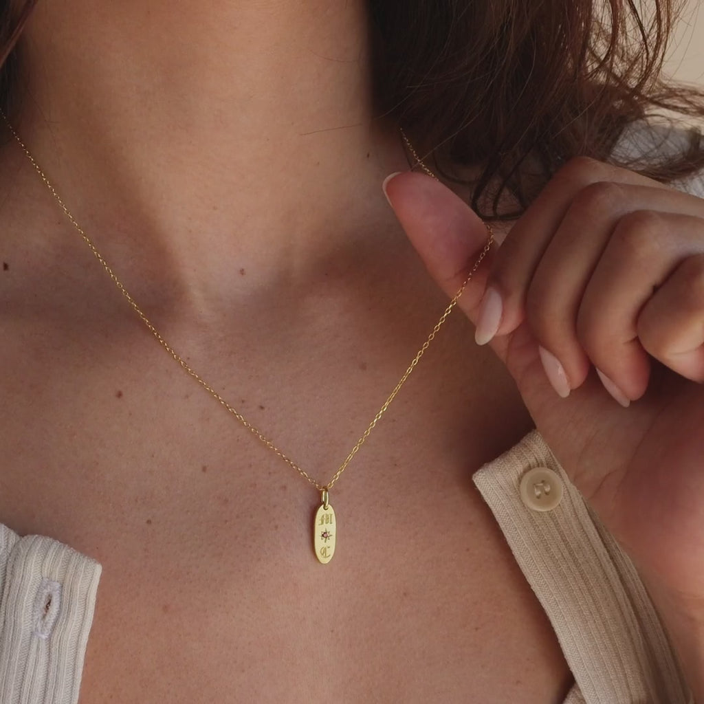 Old English Oval Tag Necklace