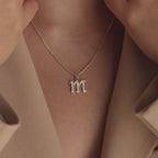 Gothic Pave Initial Necklace