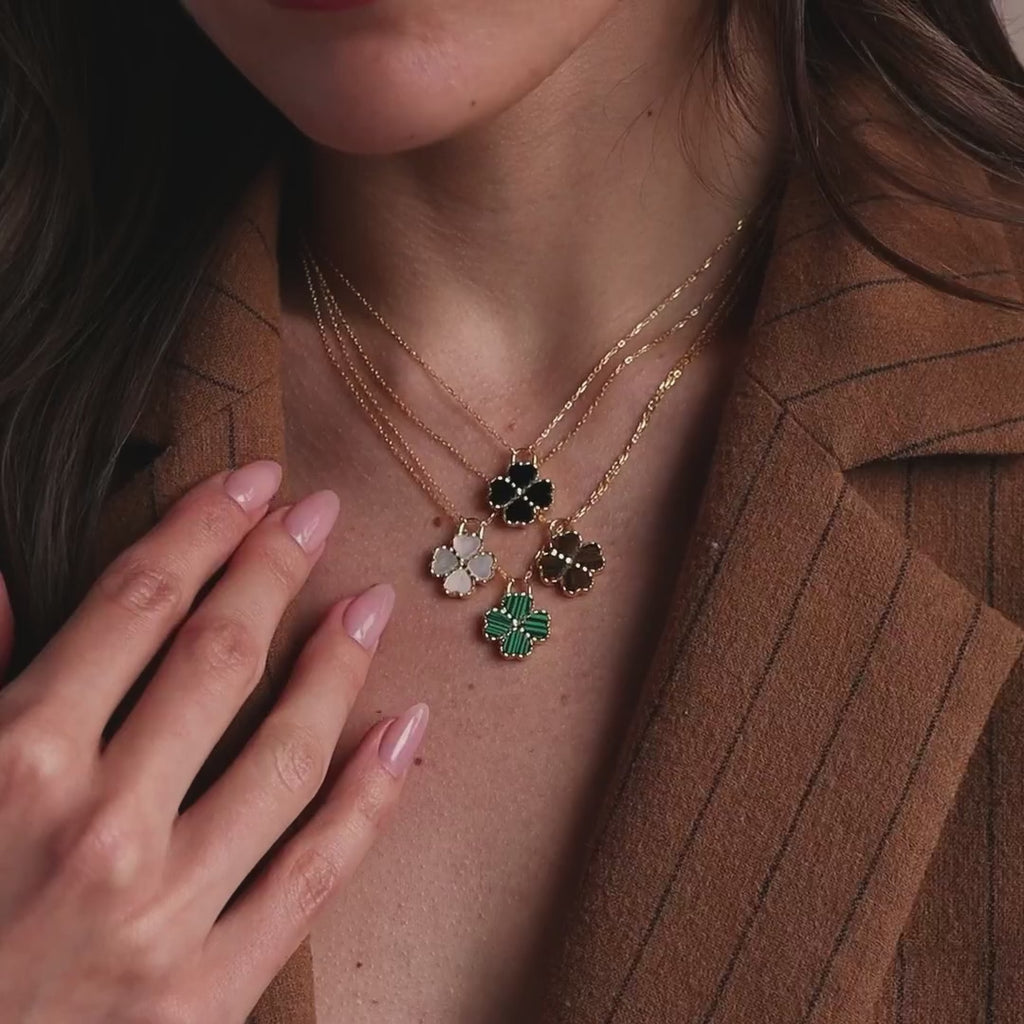 Black Onyx Clover Necklace