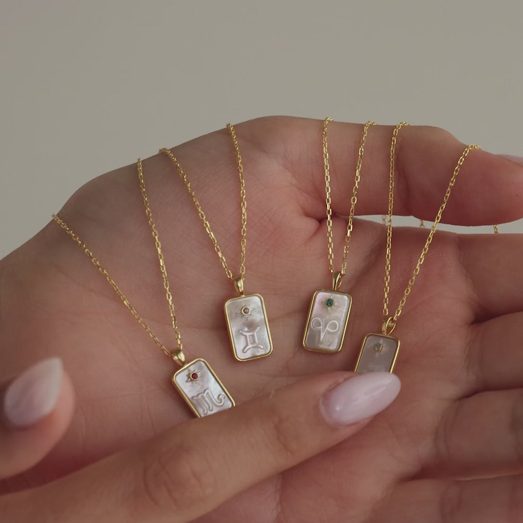 Pearl Zodiac Birthstone Necklace in Sterling Silver