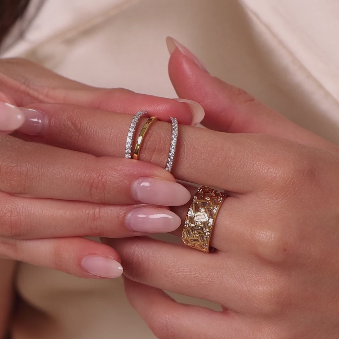 Mixed Metal Eternity Ring Set