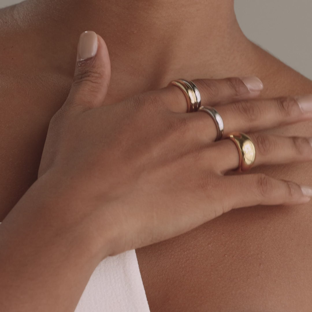 Mixed Metal Dome Ring Set