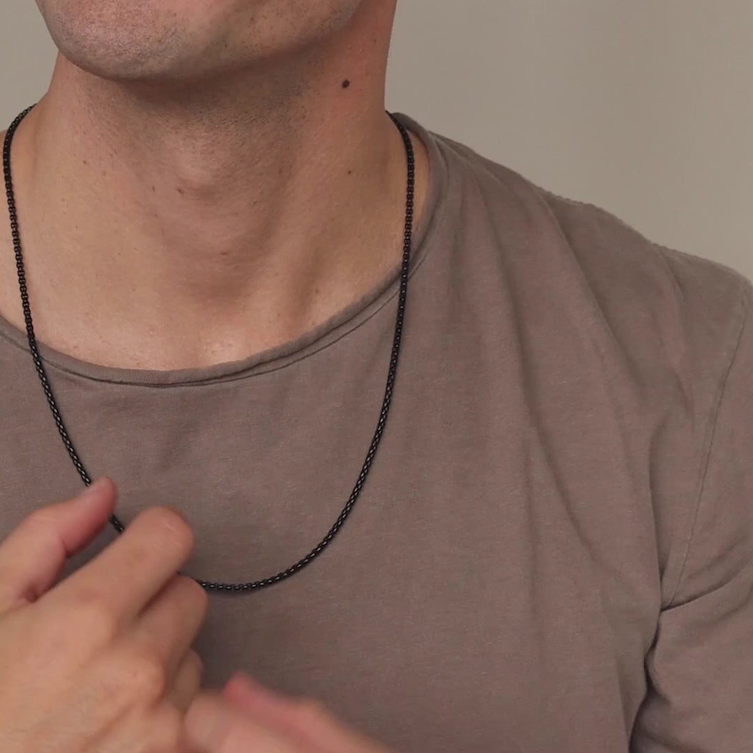 Men's Black Rolo Chain Necklace Caitlyn Minimalist