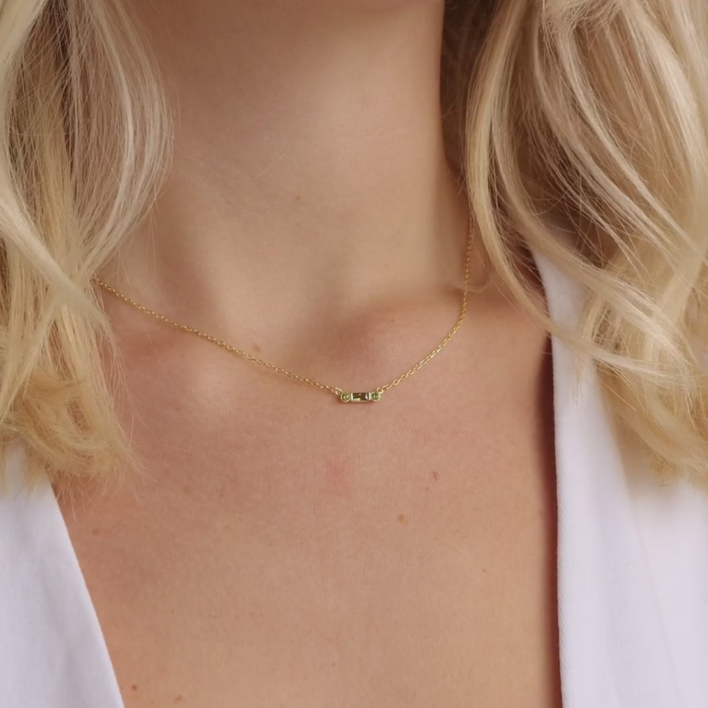 Collier avec pierre de naissance Morse initiale