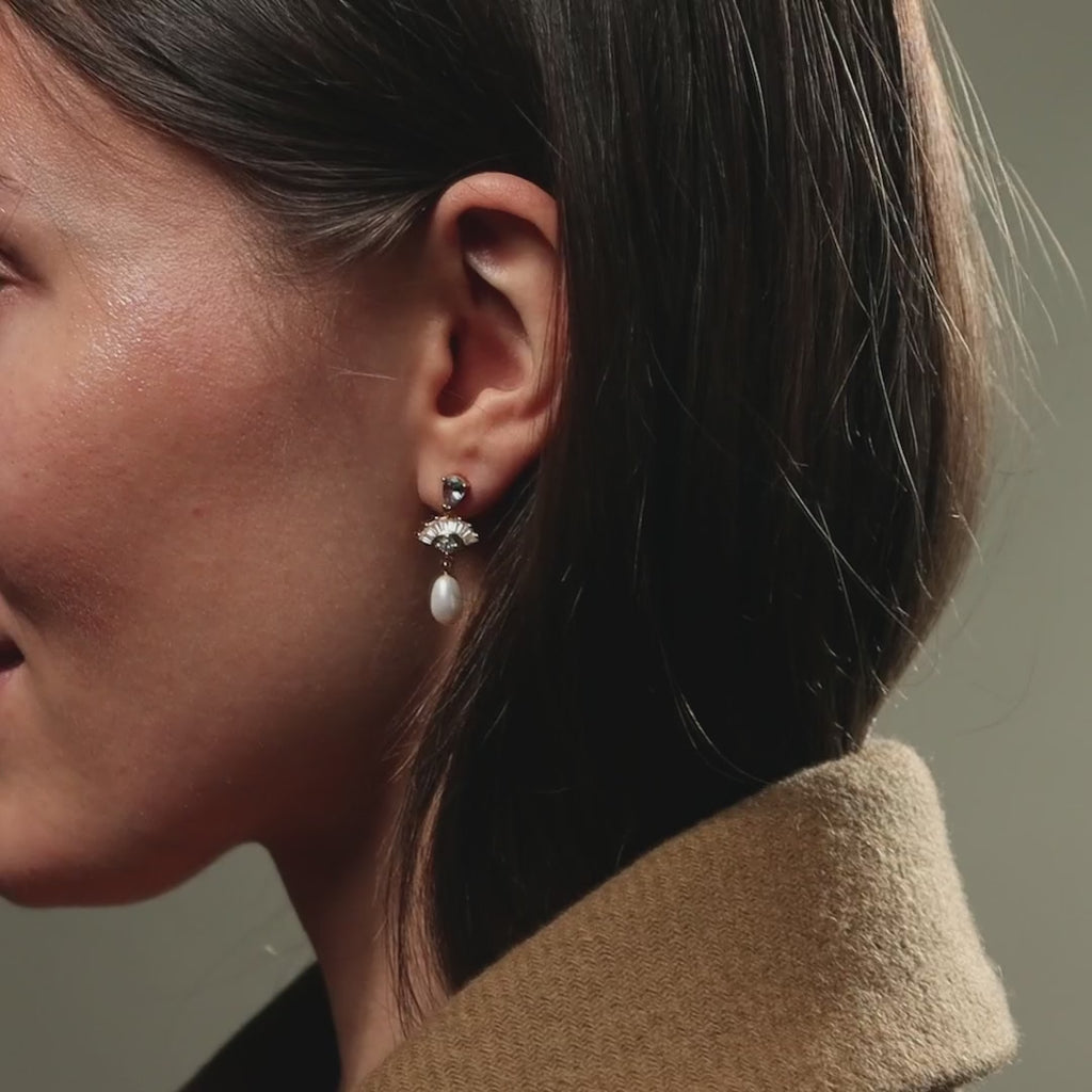 Boucles d'oreilles pendantes en perles d'aigue-marine