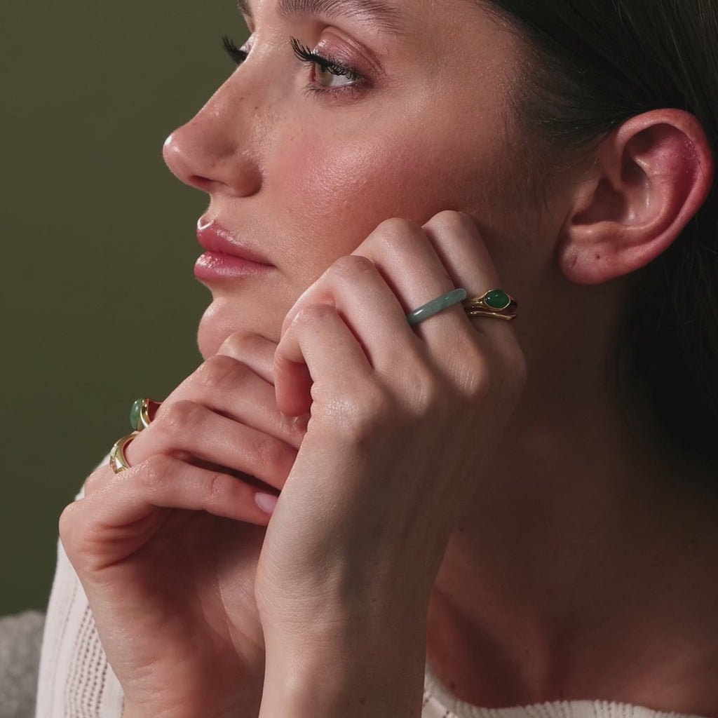 Oval Jade Signet Ring