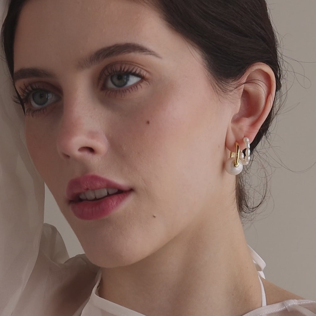 Bold Round Pearl Hoops