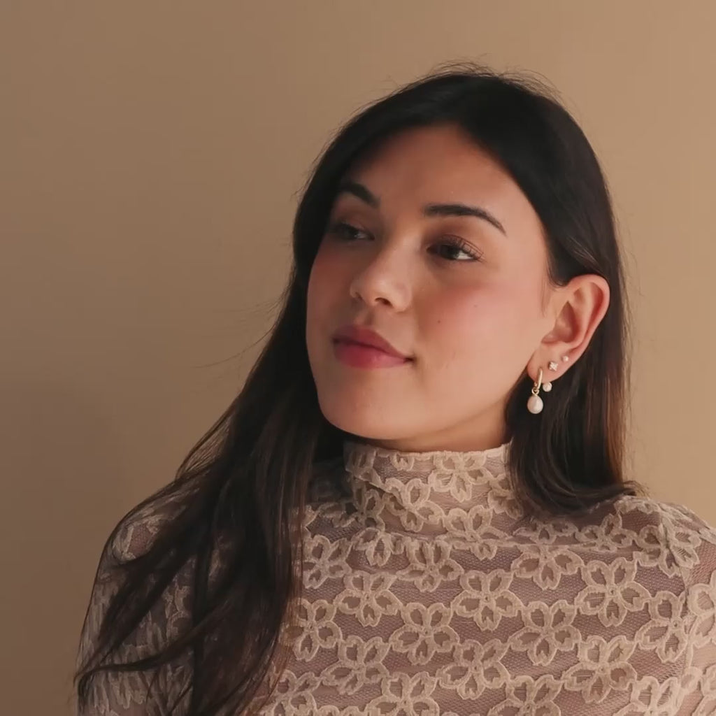 Freshwater Pearl Drop Hoops