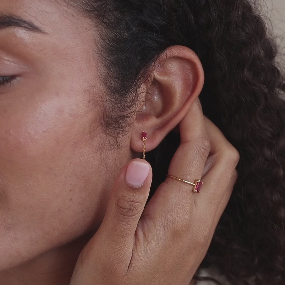 Duo Birthstone Drop Studs