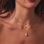 Diamond Halo Pearl Necklace in 18K Gold