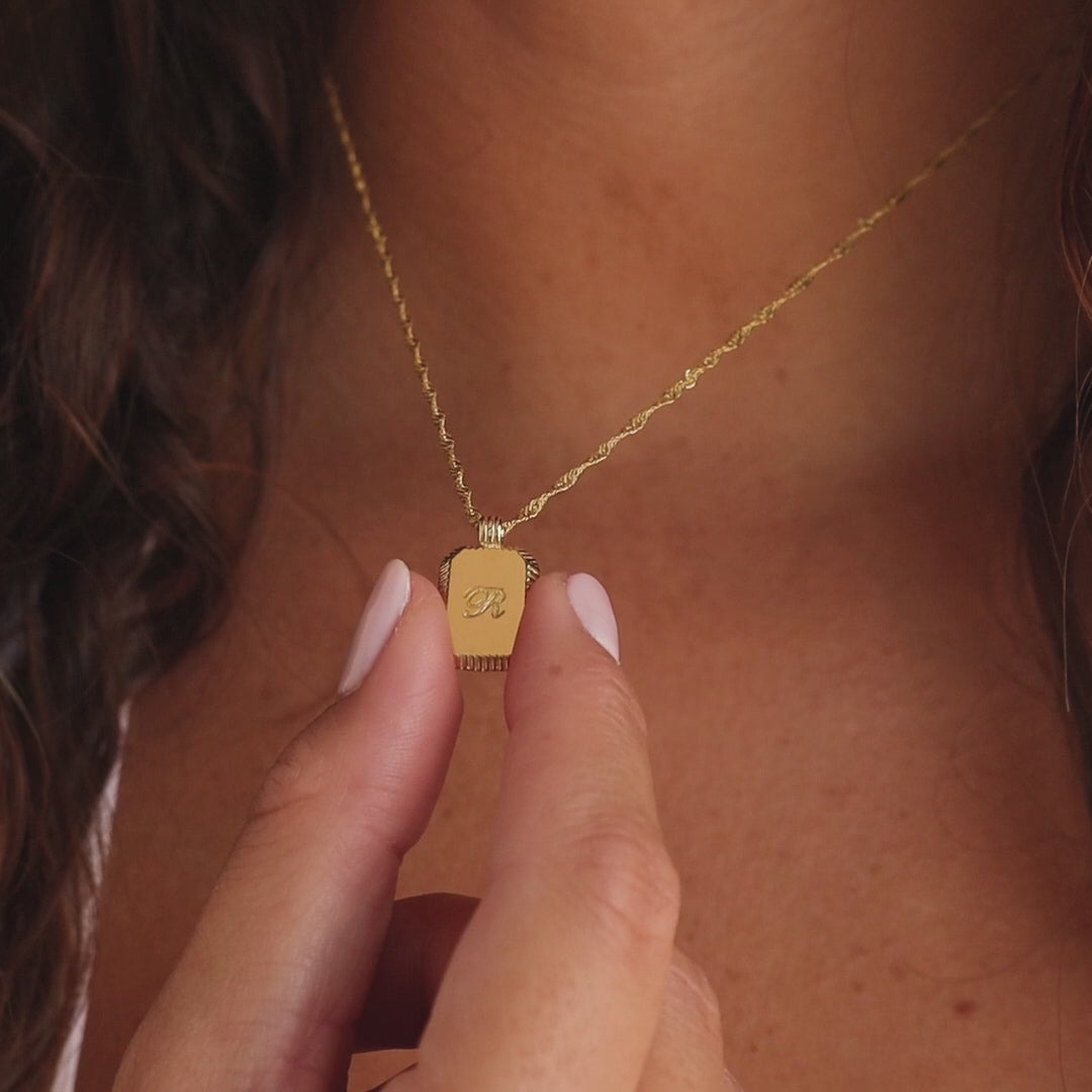 Traditional Ribbed Initial Necklace