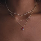Pave Garnet Heart Necklace