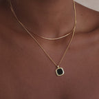 Square Onyx Necklace in 18K Gold