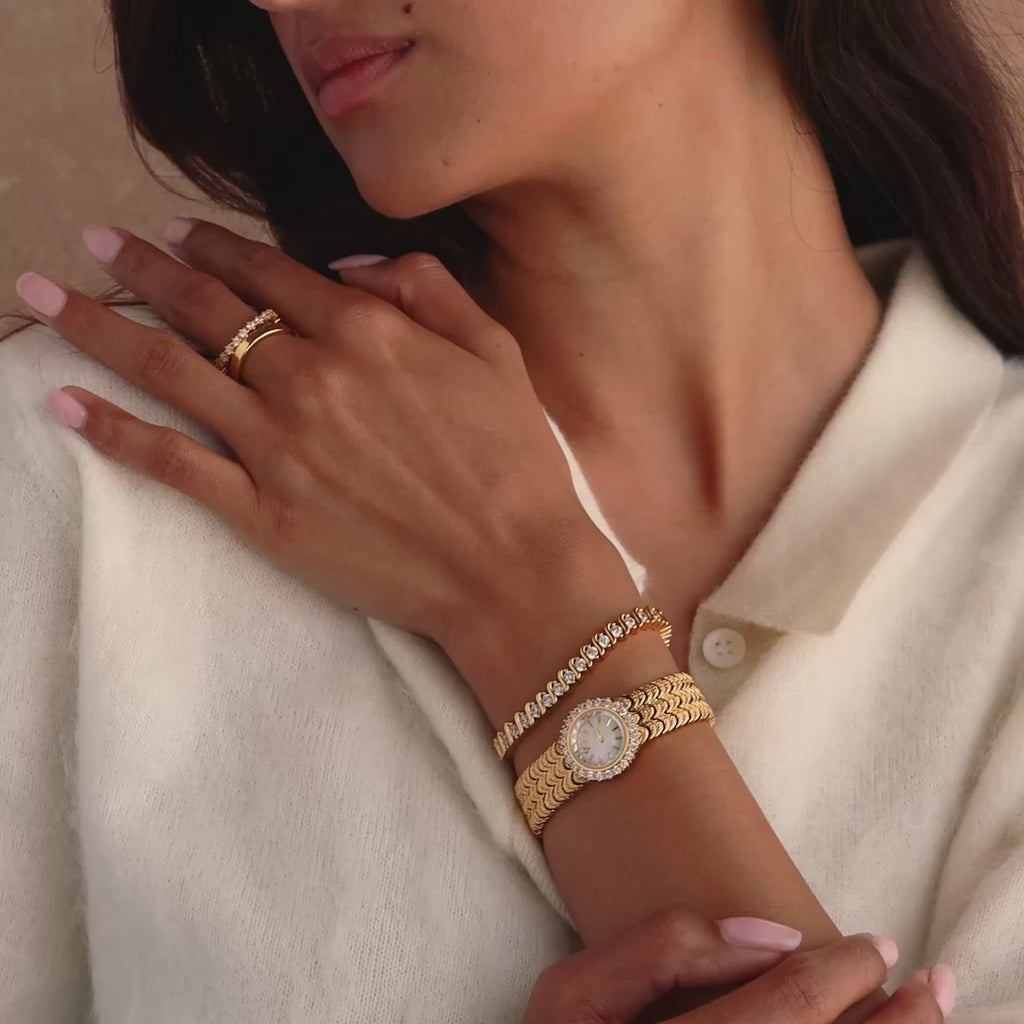 Pave Scalloped Timepiece