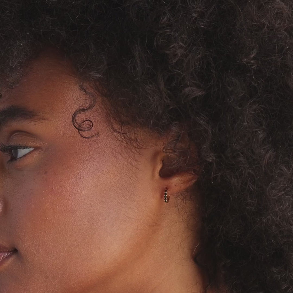 Black Sand Opal Huggies