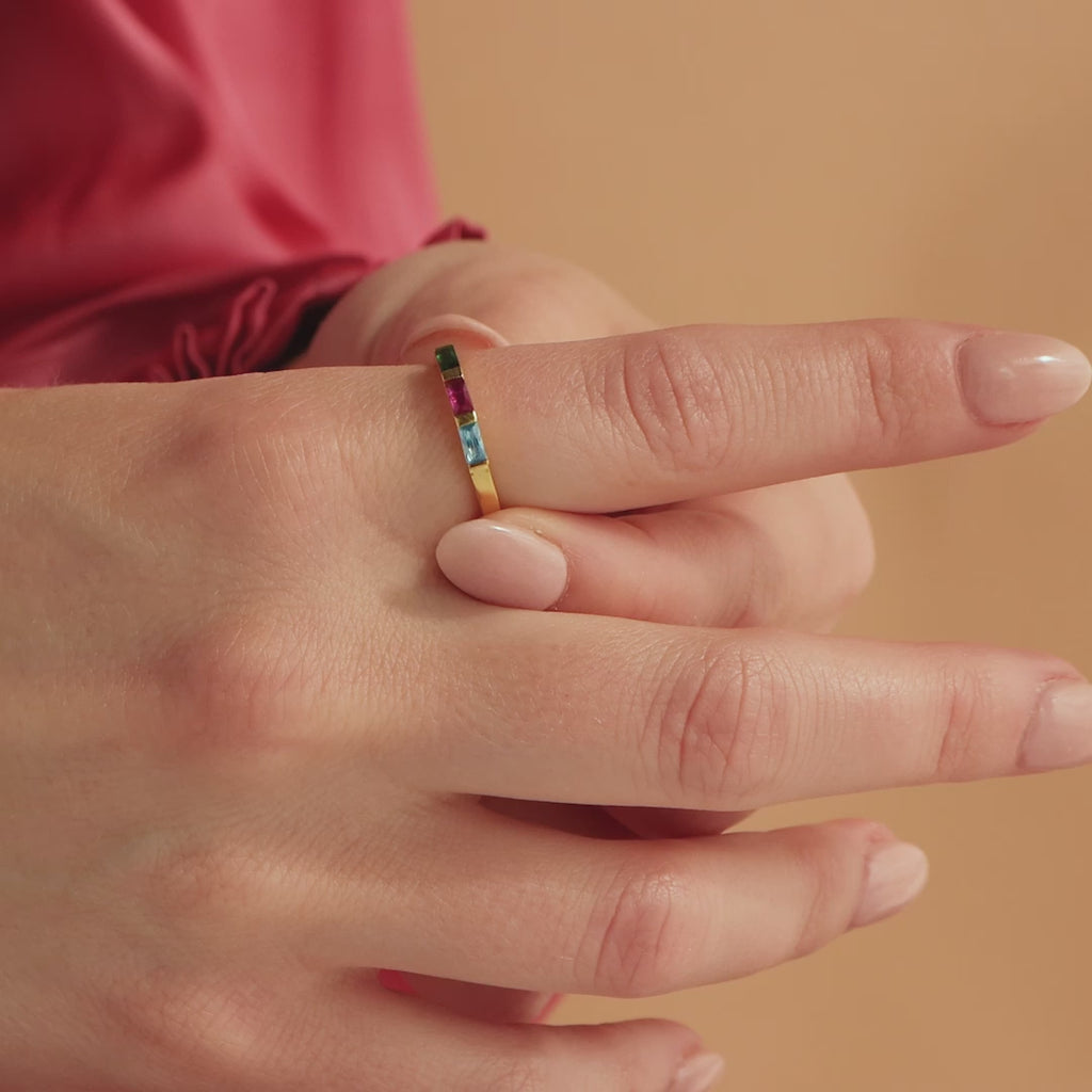 Mothers Baguette Birthstone Ring