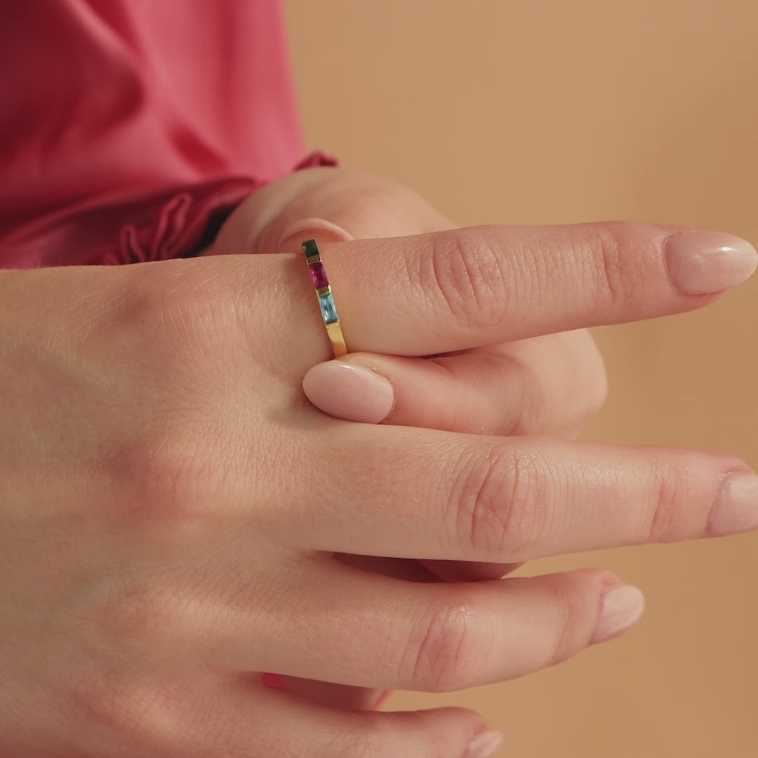 Mothers Baguette Birthstone Ring