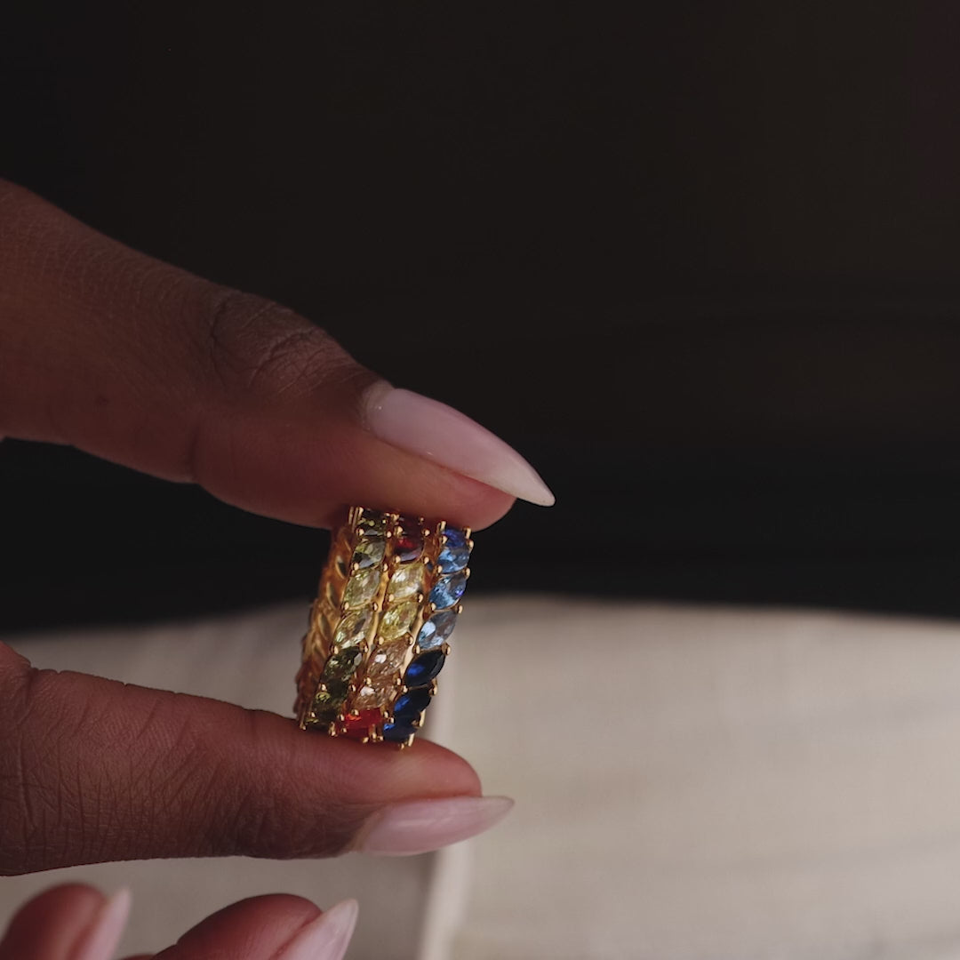 Aquamarine Marquise Ombre Ring