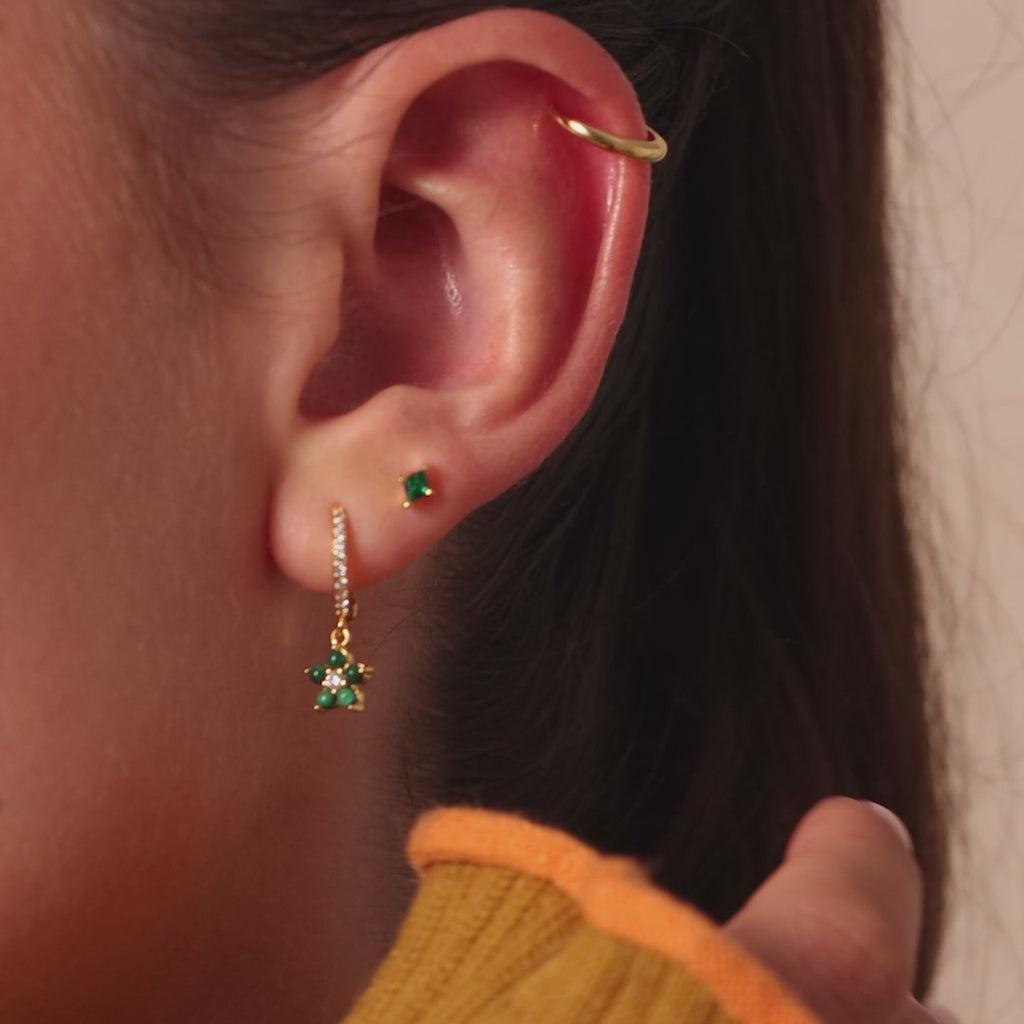 Malachite Blossom Drop Huggies