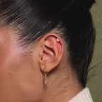 Teardrop Ribbon Charm Hoops in 18K Gold