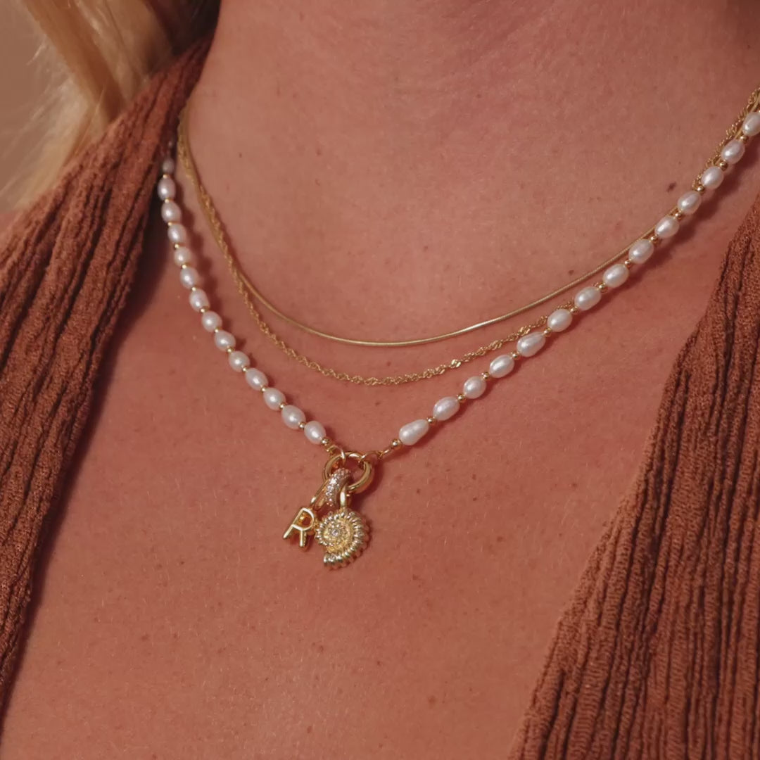 Pearl Station Beaded Charm Necklace