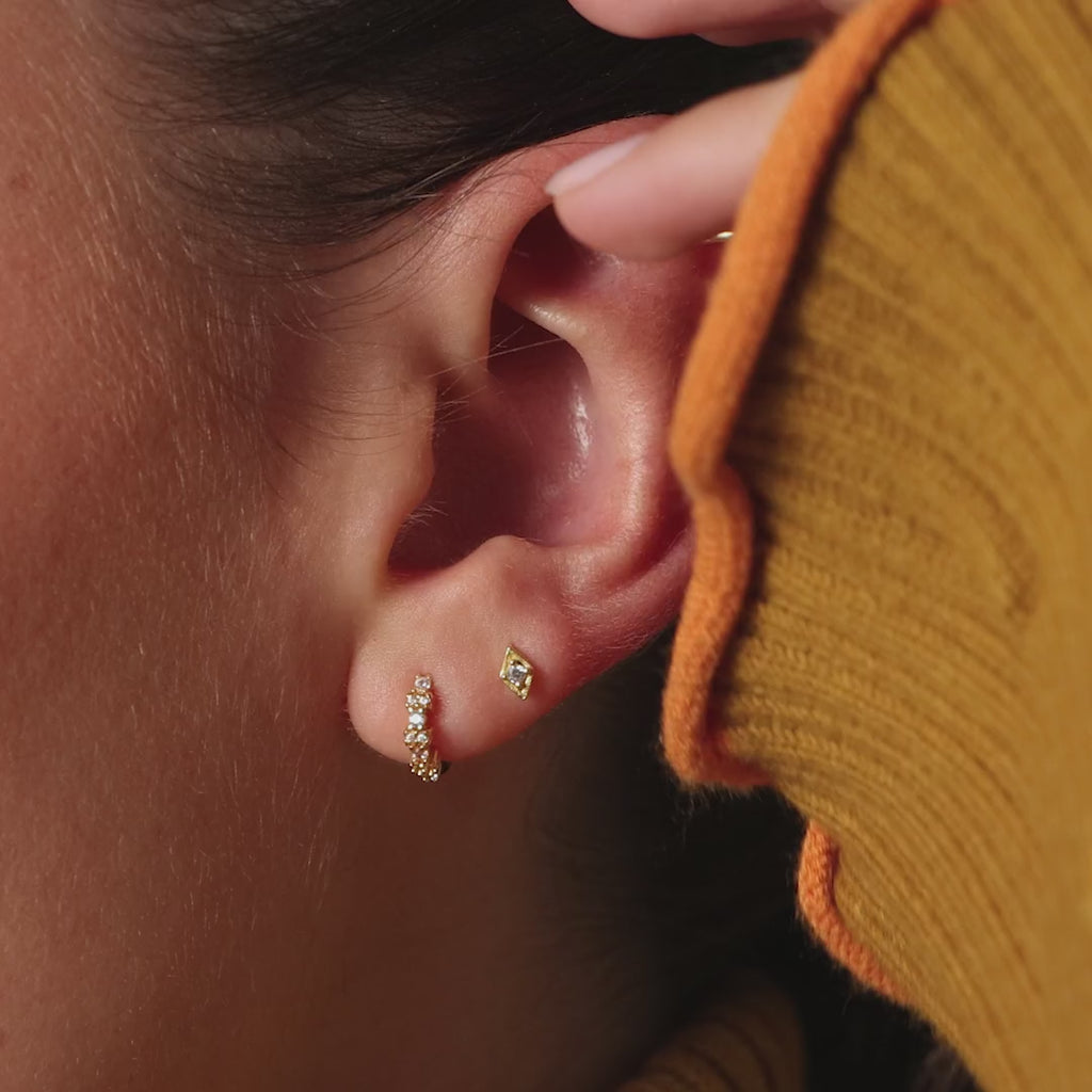 Diamond Cluster Huggies in 18K Gold
