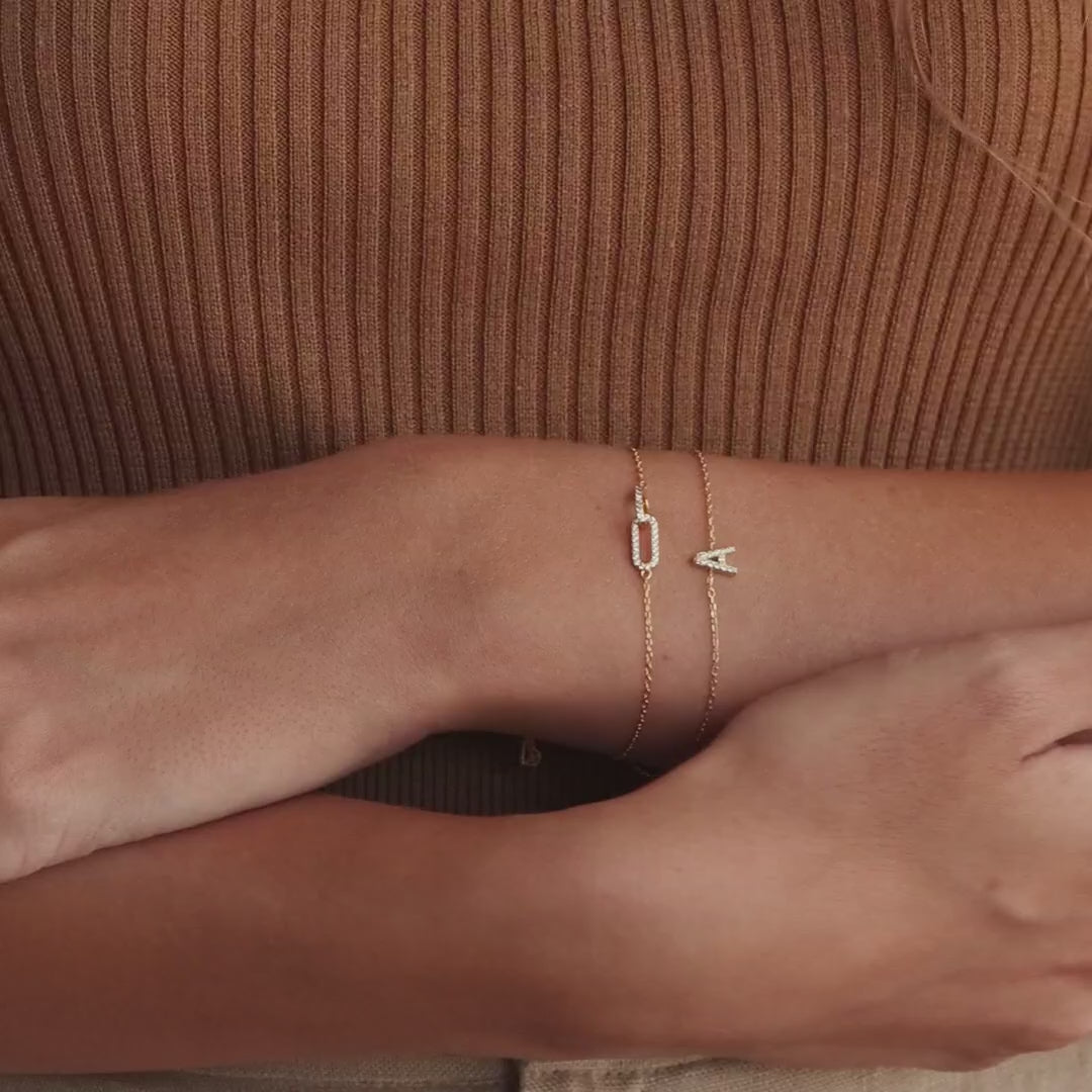 Duo Pave Link Pendant Bracelet