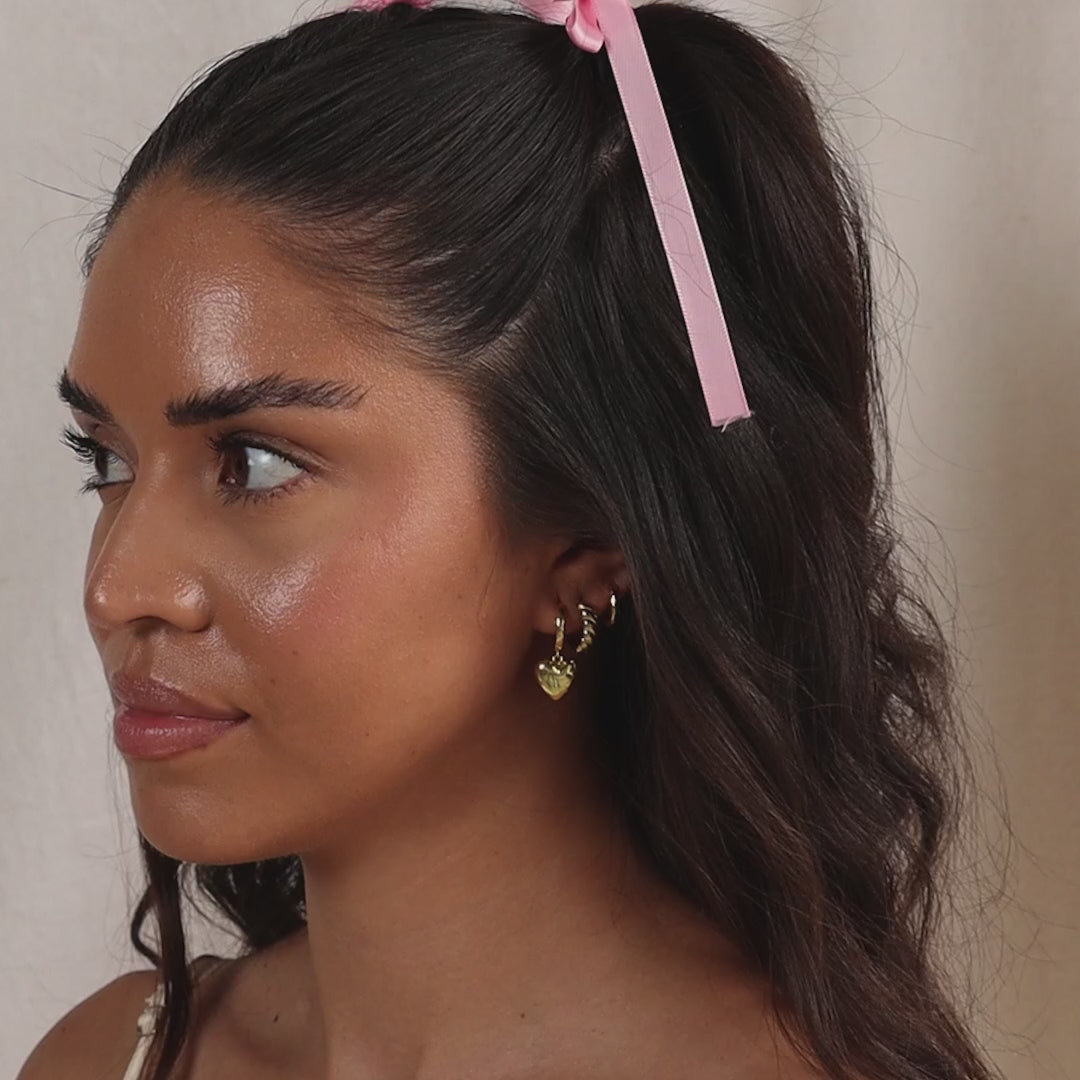 Puff Heart Charm Huggies