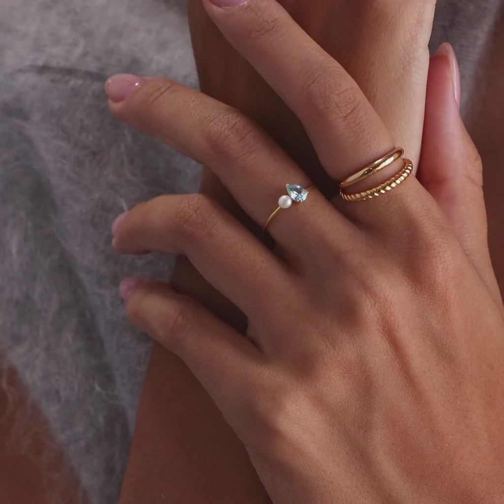 Teardrop Alexandrite & Pearl Ring