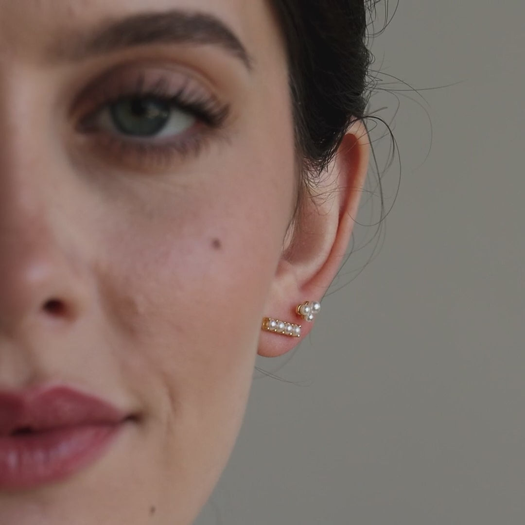 Dainty Pearl Bar Studs