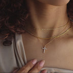 Pave Cross Necklace in Silver