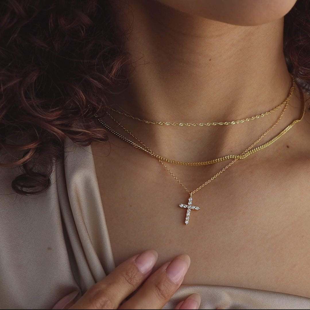 Pave Cross Necklace in Silver
