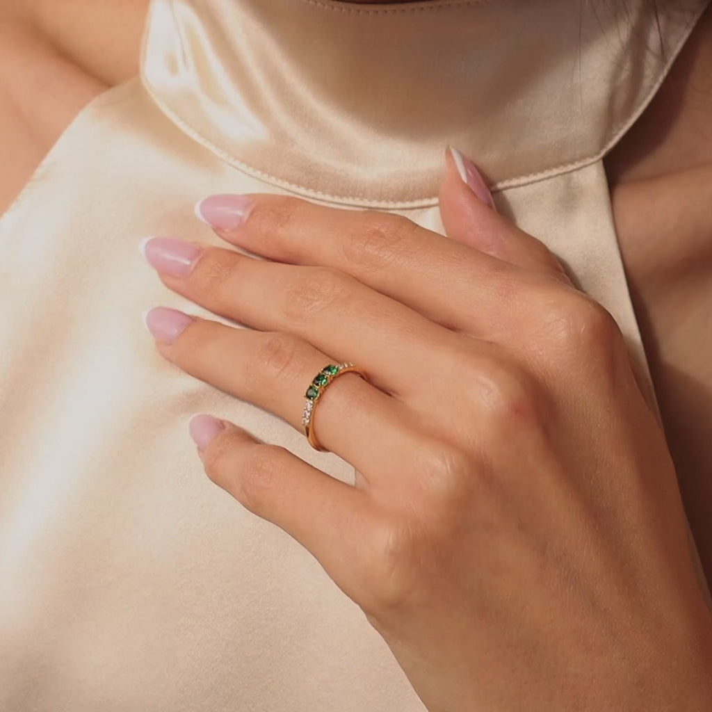 Pave Triple Birthstone Ring