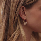 Pearl Cluster Link Hoops in Silver