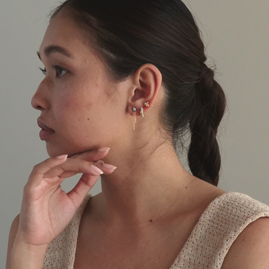 Blue Opal Beaded Huggies