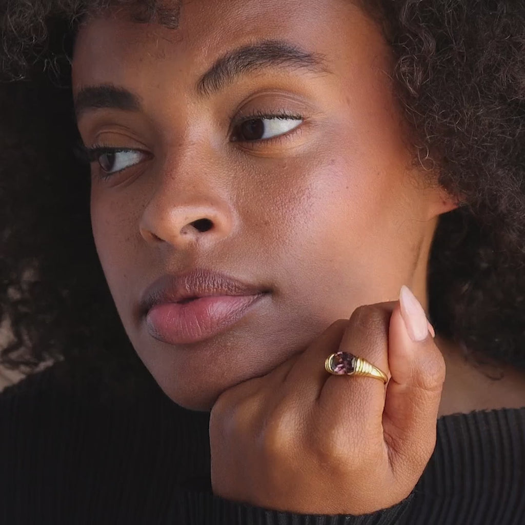 Chevalière Améthyste Foncé