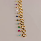 Baguette Birthstone Huggies
